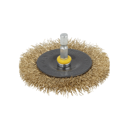 Brass Wire Wheel Brush, Ø 75 mm, Hexagon Shank
