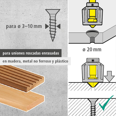 Countersink with Depth Stop, Hexagon Shank (es)