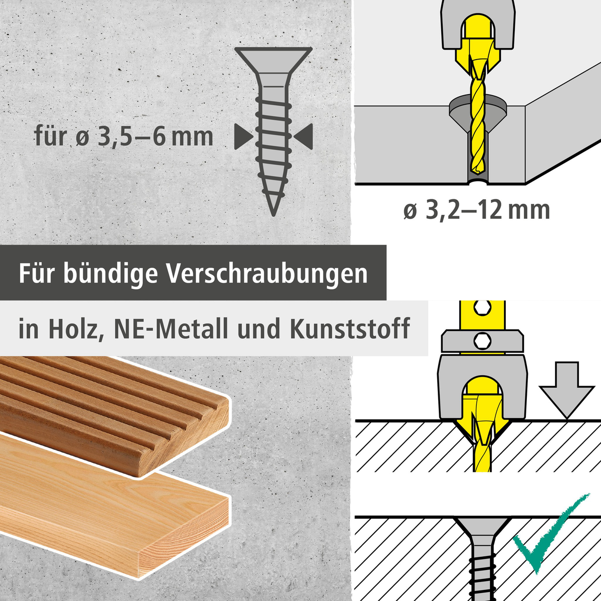 Screw Starter With Countersink and Depth Stop