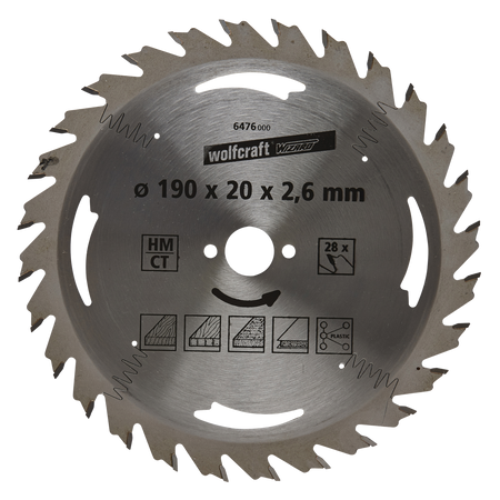 TC Circular Hand Saw Blade, silver series, Ø 190 mm
