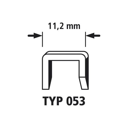 1,000 Broad Back Staples with D-Tip, Hard Steel, Type 053, 14 mm