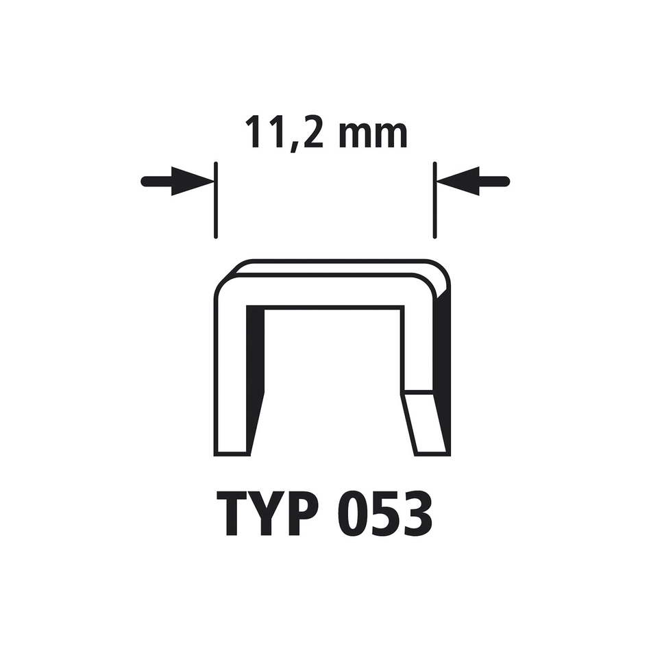 1,000 Broad Back Staples with D-Tip, Hard Steel, Type 053, 14 mm