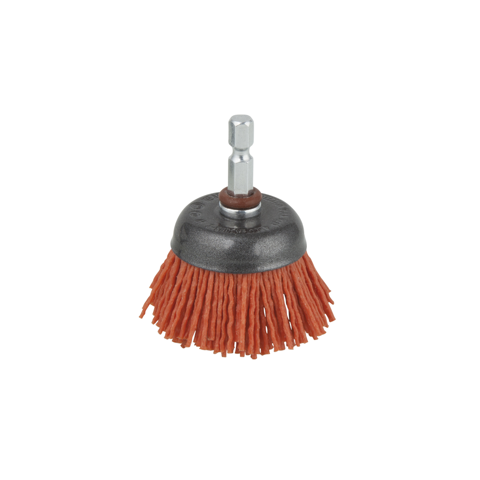 Nylon Wire Cup Brush, aggressive, Ø 50 mm, Hexagon Shank