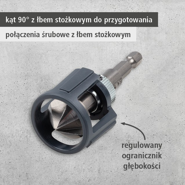 Countersink with Depth Stop, Hexagon Shank (pl)