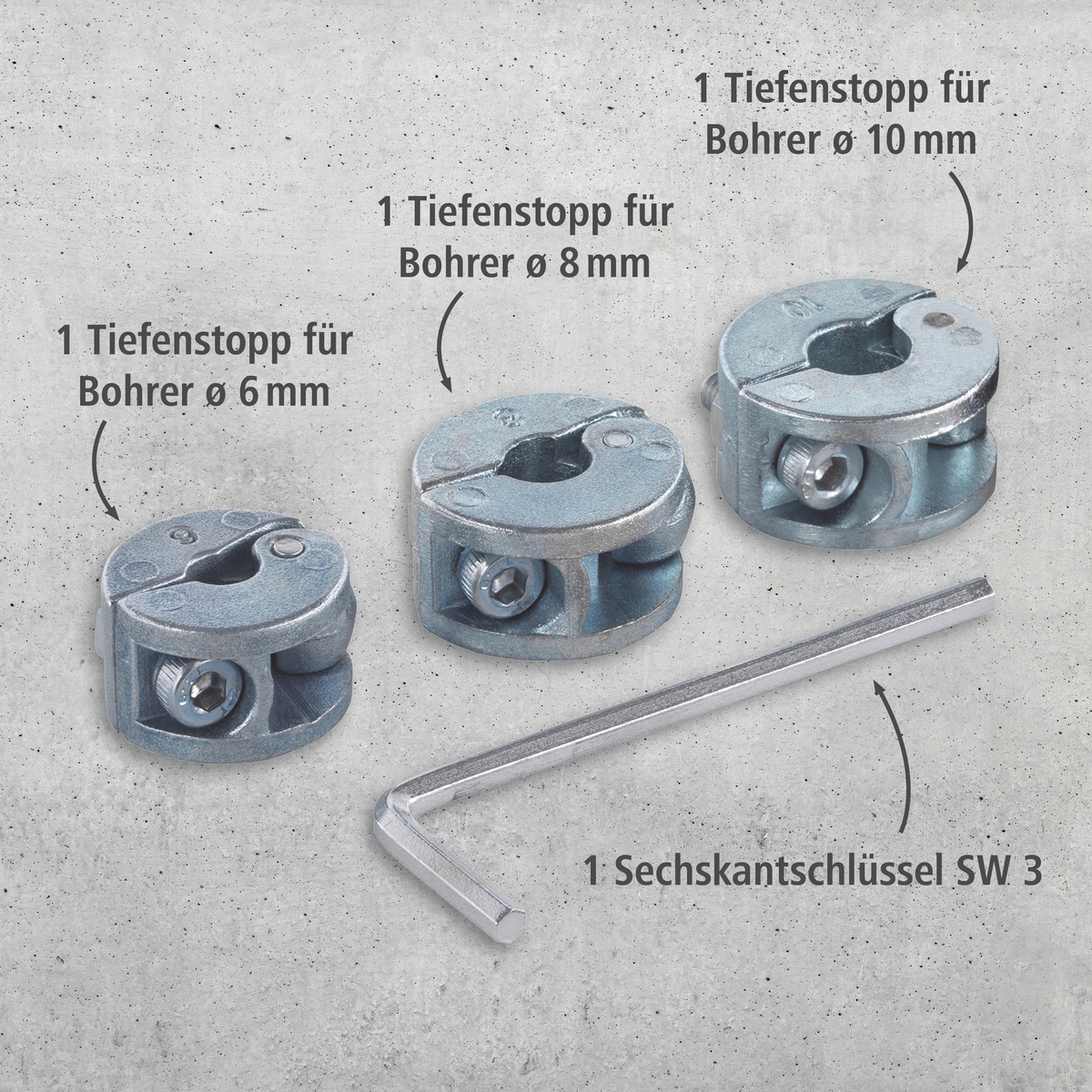 Universal Depth Stop Set, 3 Pcs. (de)