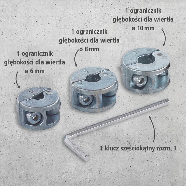 Universal Depth Stop Set, 3 Pcs. (pl)