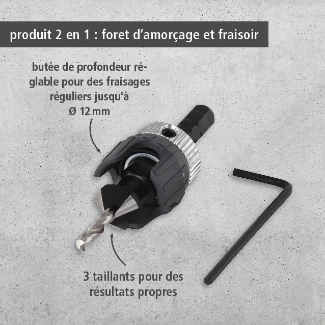 Screw Starter With Countersink and Depth Stop, Ø 4–5 mm (fr)
