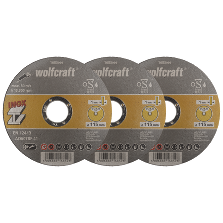 3 Cutting Discs for Stainless Steel, extra thin, Ø 115 mm