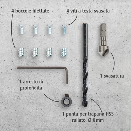 Repair Set for Cup Hinge – Cabinet Side, 11 Pcs. (it)