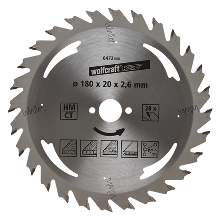 TC Circular Hand Saw Blade, silver series, Ø 180 mm