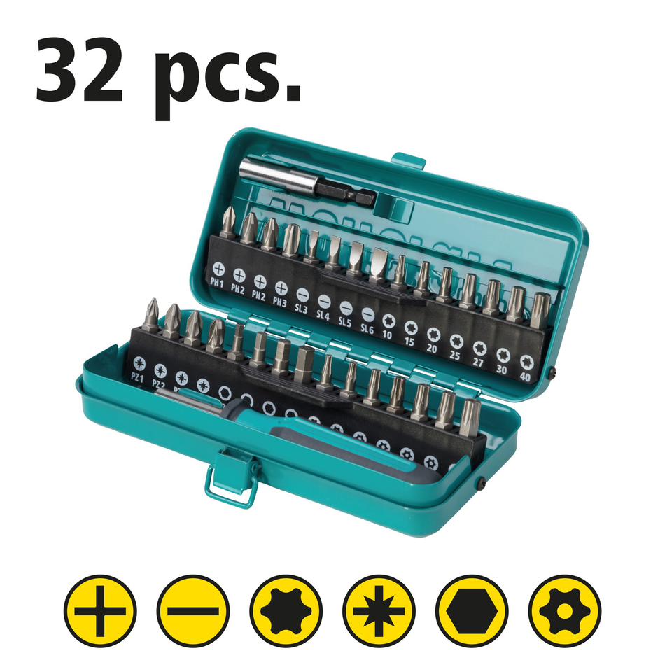 Bit Box Flat / Crosshead (PH/PZ) / TORX® (T) / TORX® With Bore Hole / Hexagonal, 32 Pcs.  - Image 2