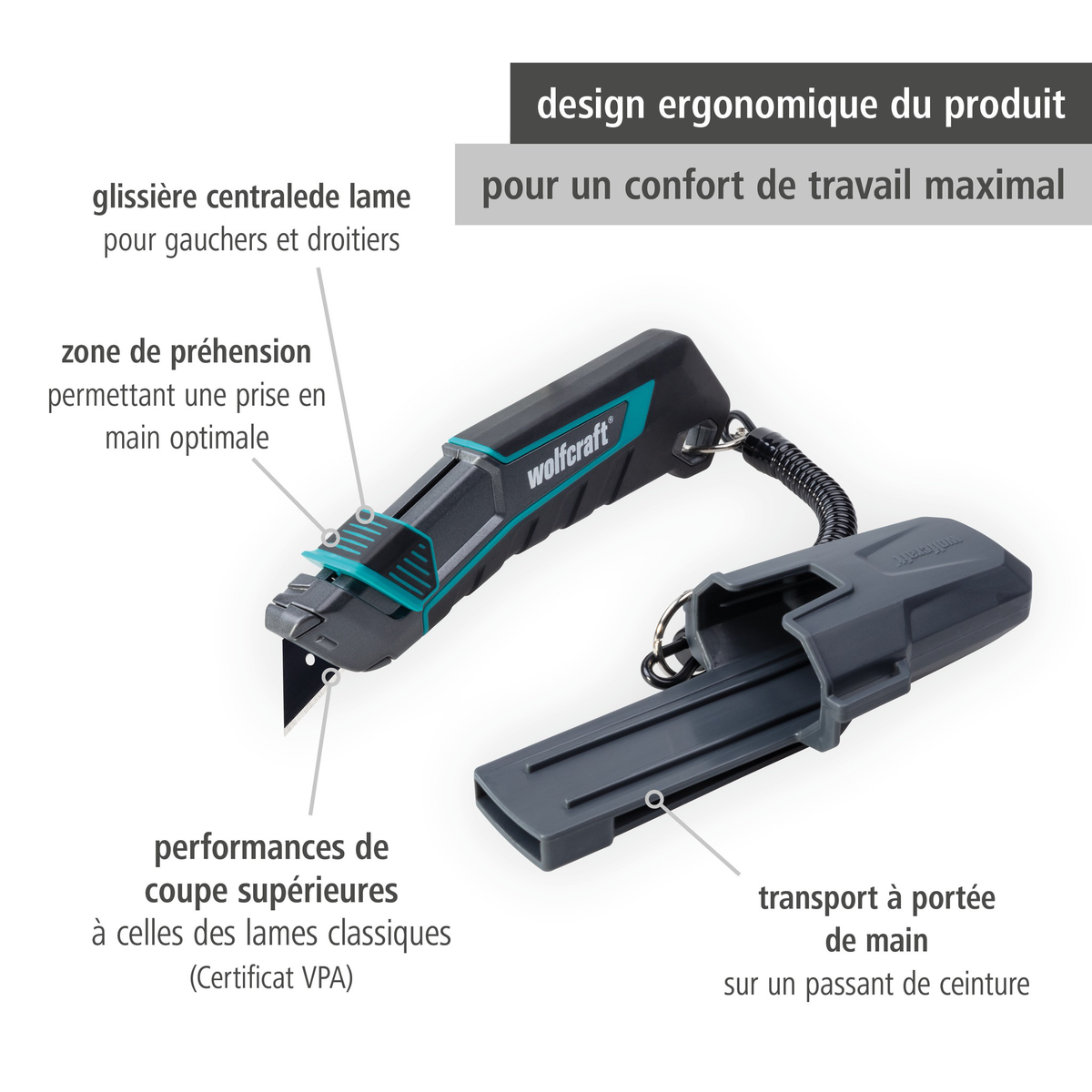 Trapezium Blade Knife PRO SAFETY with Sheath (fr)