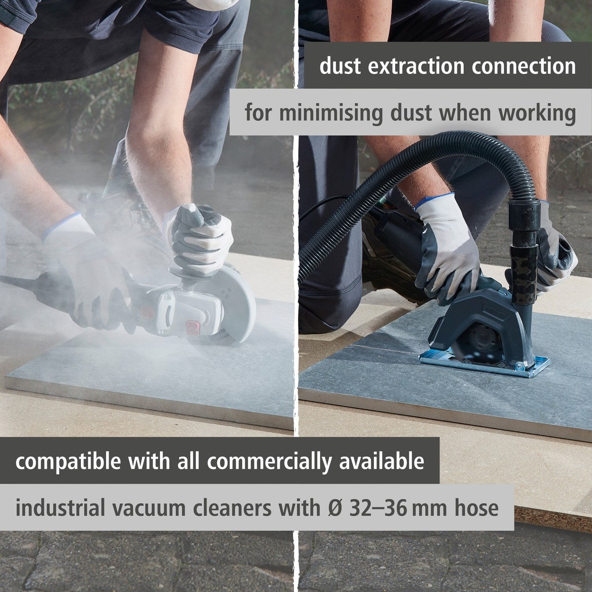 Extraction Hood With Guide Block for Angle Grinder (en)