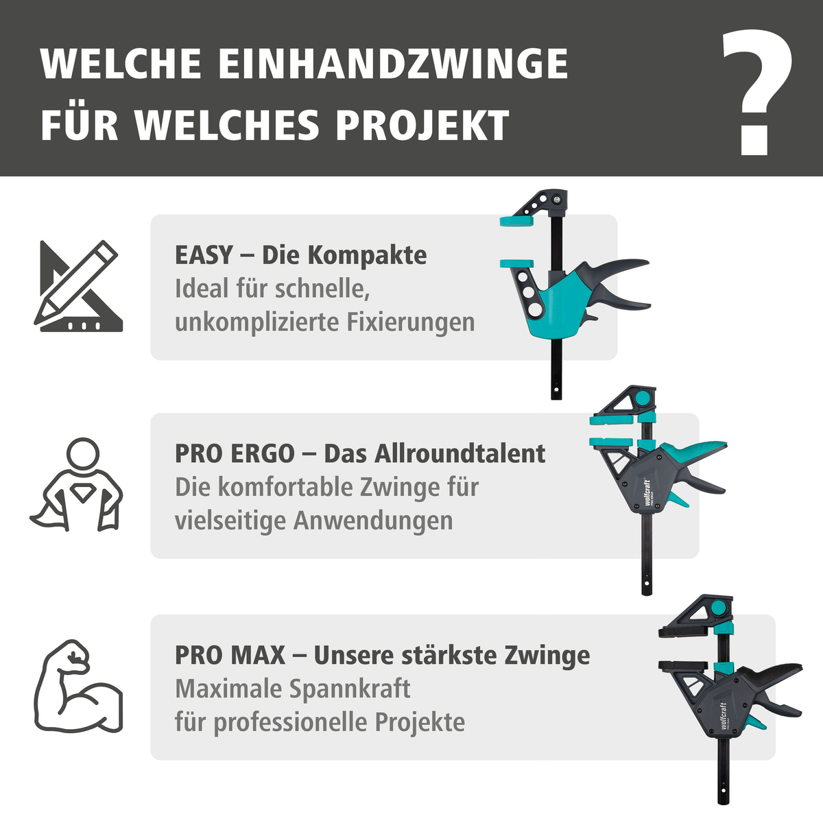 XL PRO ERGO One-Hand Clamp Set, 3 Pcs.