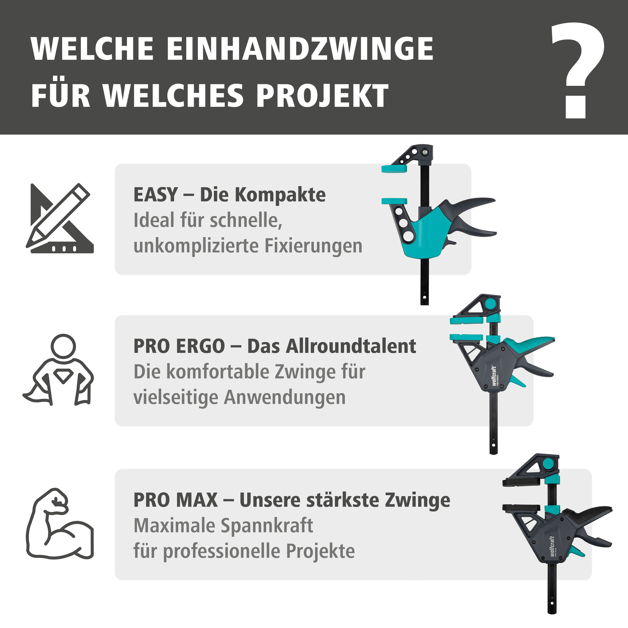 XL PRO ERGO One-Hand Clamp Set, 3 Pcs.