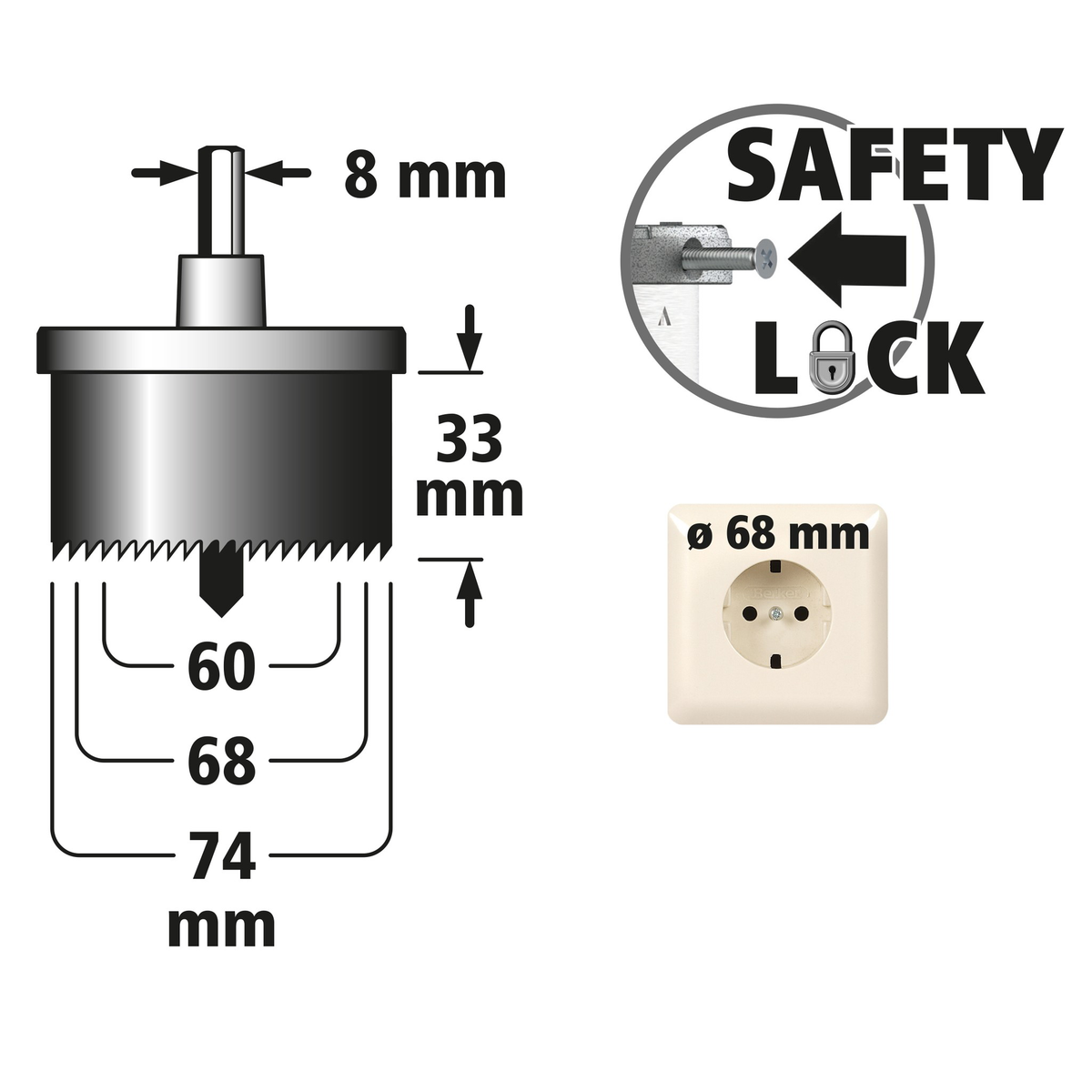 Professional Multi-Blade Hole Saw, Ø 60–74 mm