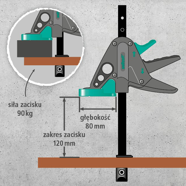 PRO 65-150-W Work Table Clamp (pl)