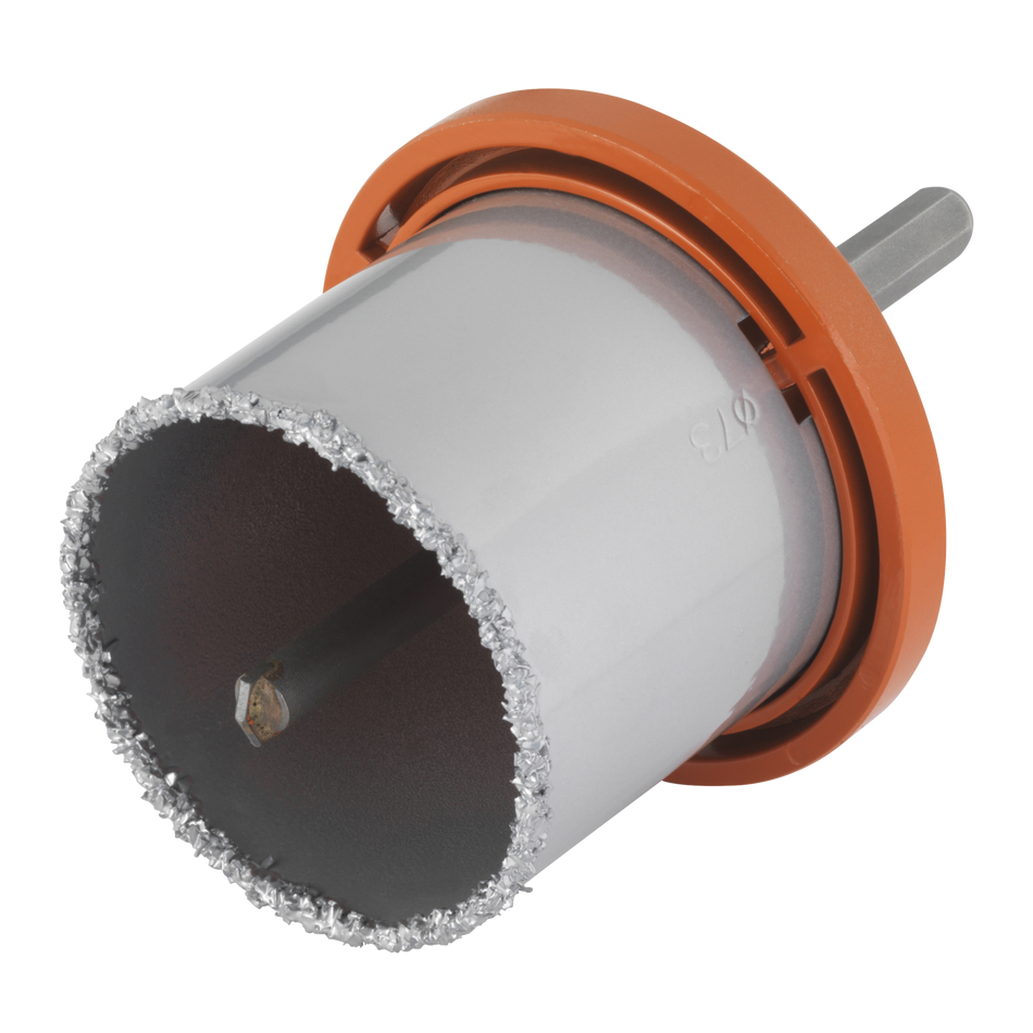 Annular Bit, Tungsten Carbide Coated, With Receptacle Plate and Centring Drill Bit, Ø 73 mm