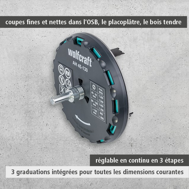 Adjustable Hole Saw, Ø 45–130 mm