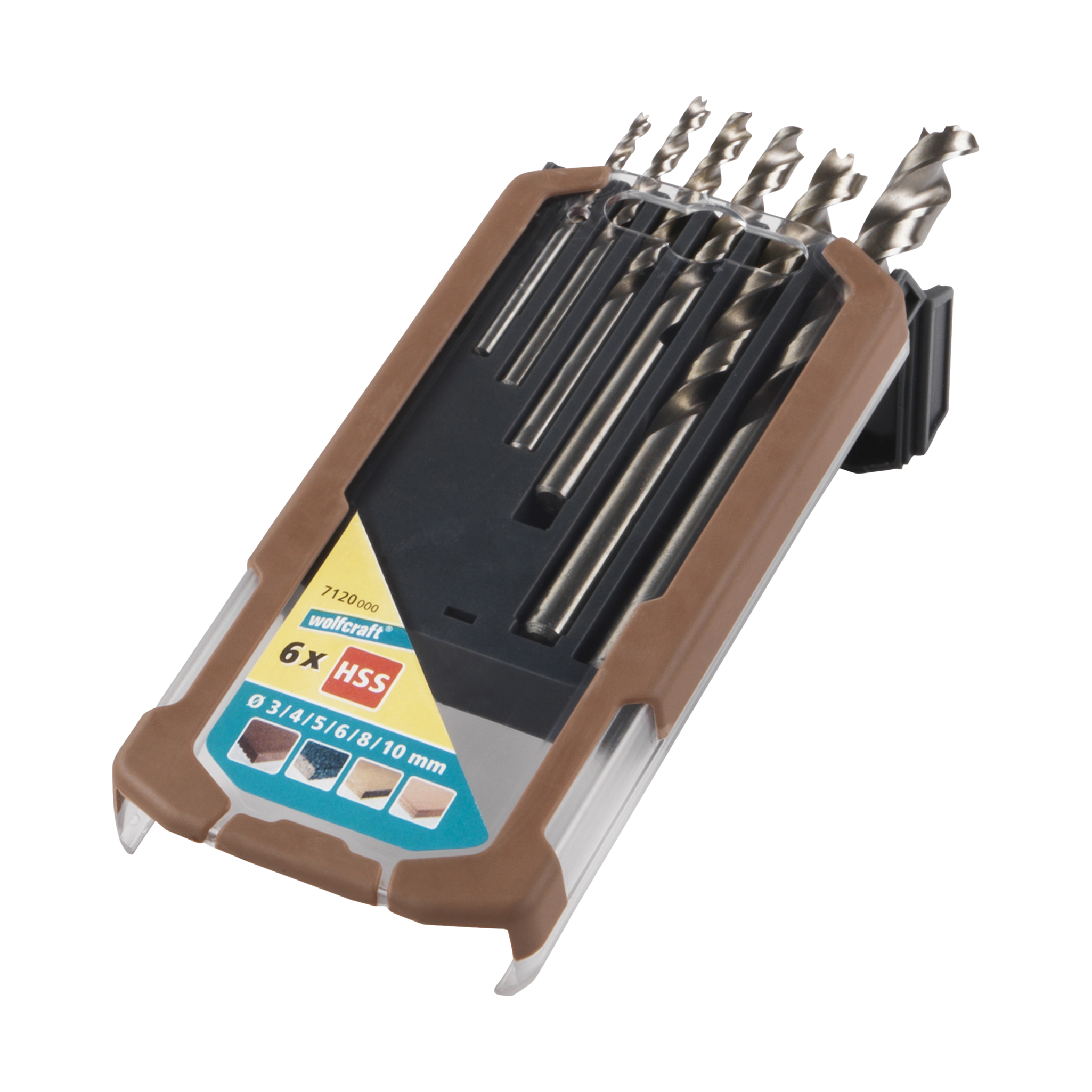 HSS Wood Twist Drill Bit Set, Ø 3–10 mm, 6 Pcs.