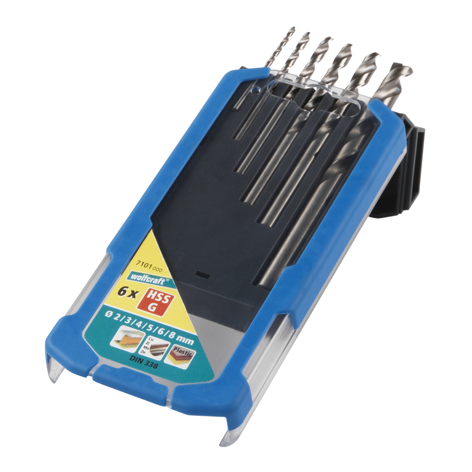 HSS Metal Drill Bit Set, ground, Ø 2–8 mm, 6 Pcs.