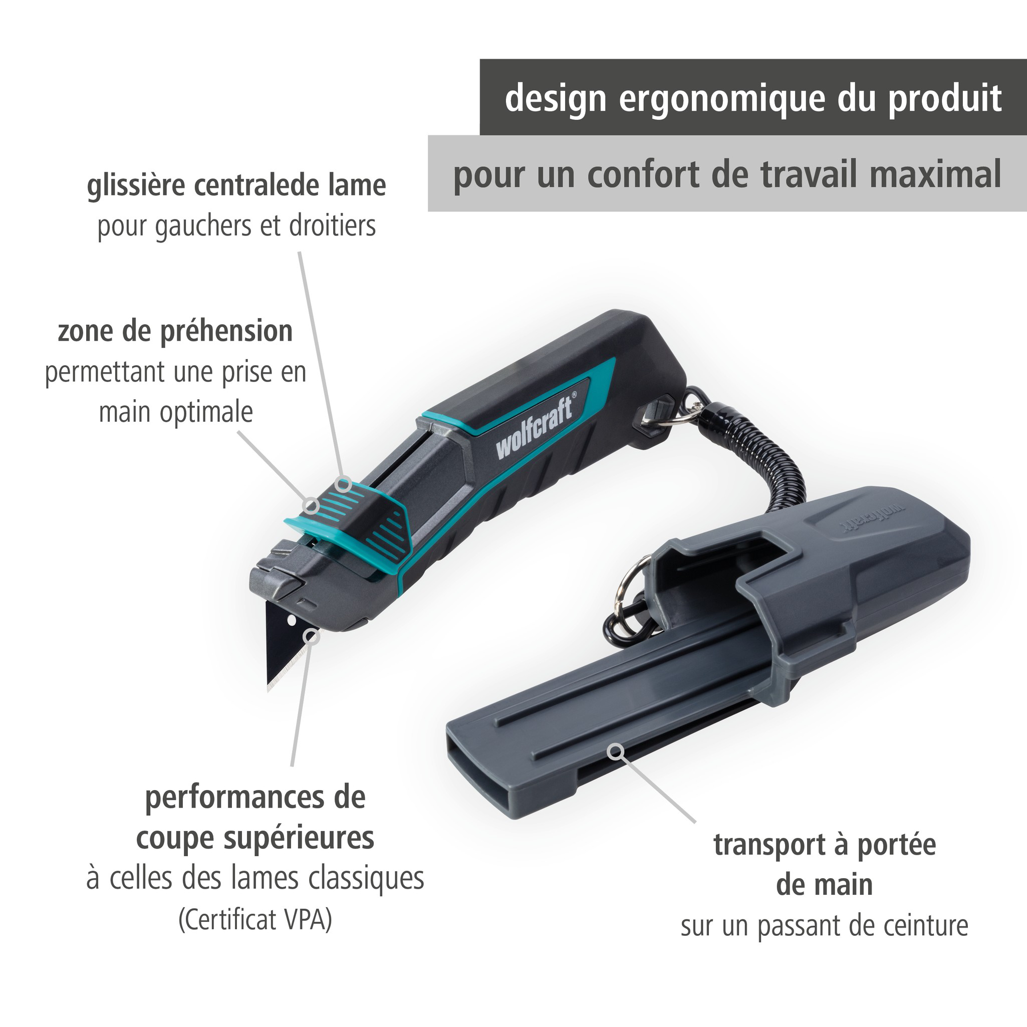 PRO SAFETY Trapezium Blade Knife with Sheath