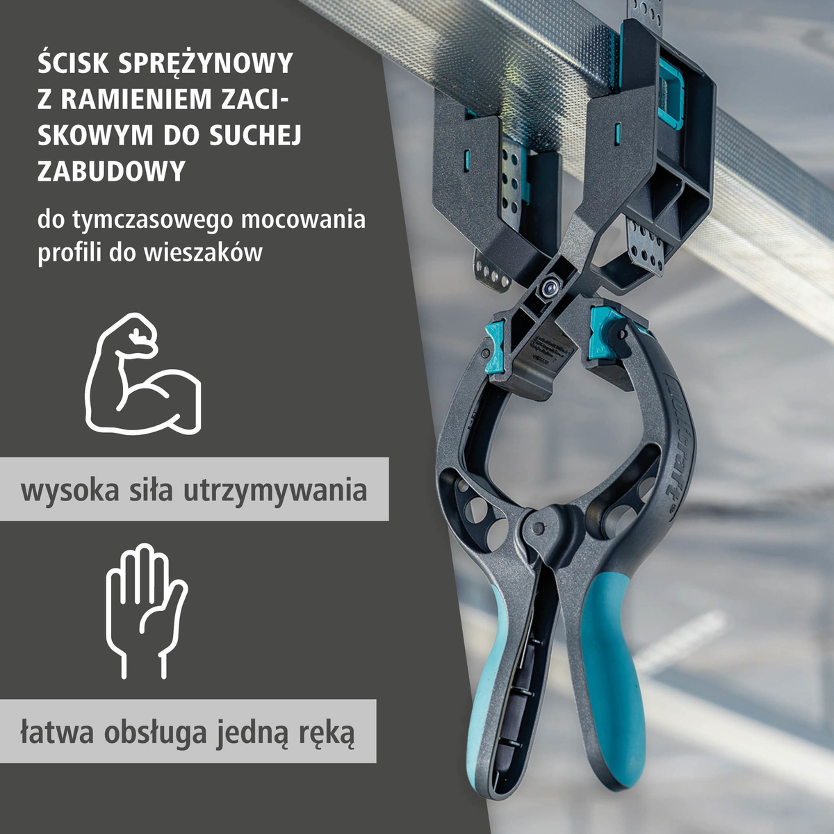 Drywall Spring Clamp with Clamping Arm (pl)