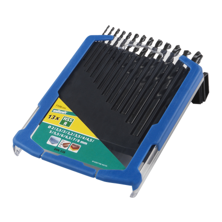 HSS Metal Drill Bit Set, rolled, Ø 2–8 mm, 13 Pcs.