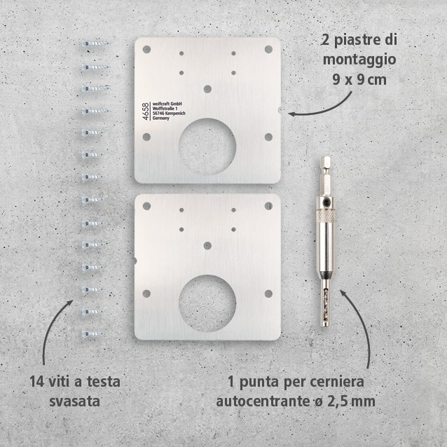 Repair Set for Cup Hinge – Door Side, 17 Pcs. (it)