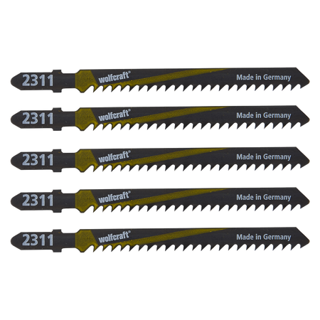 5 HCS Jigsaw Blades, T-shank, wood, fast rough cut
