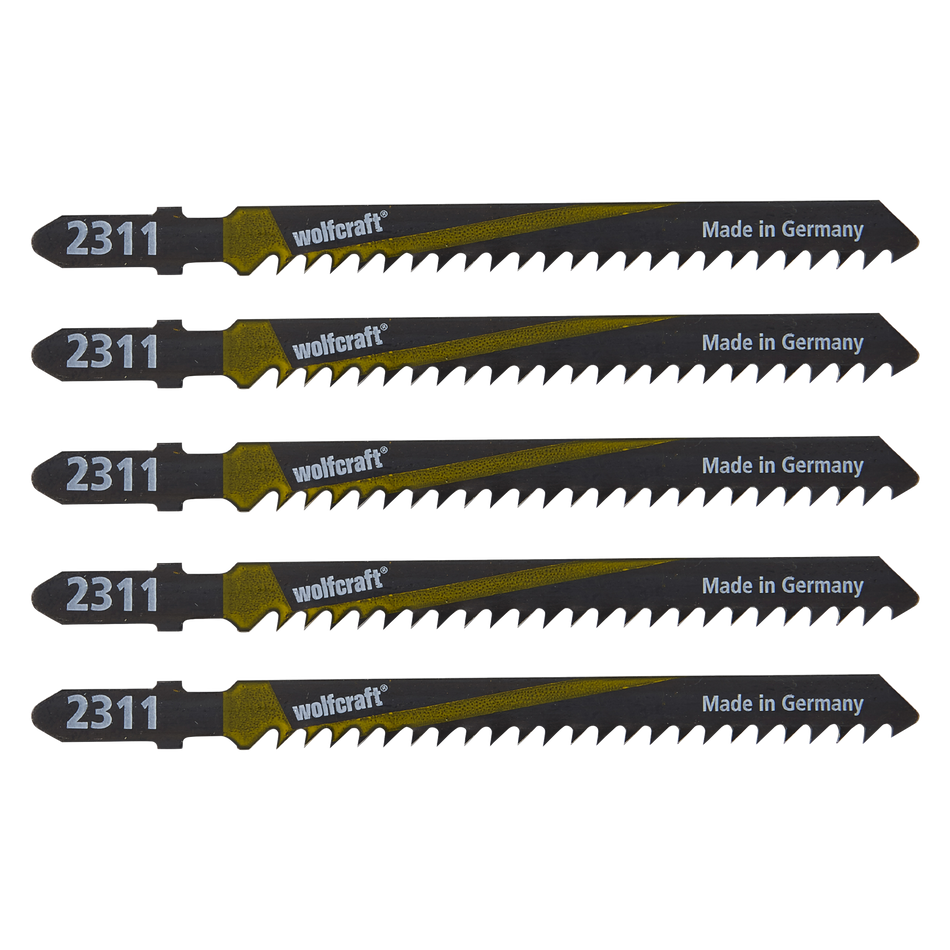 5 HCS Jigsaw Blades, T-shank, wood, fast rough cut