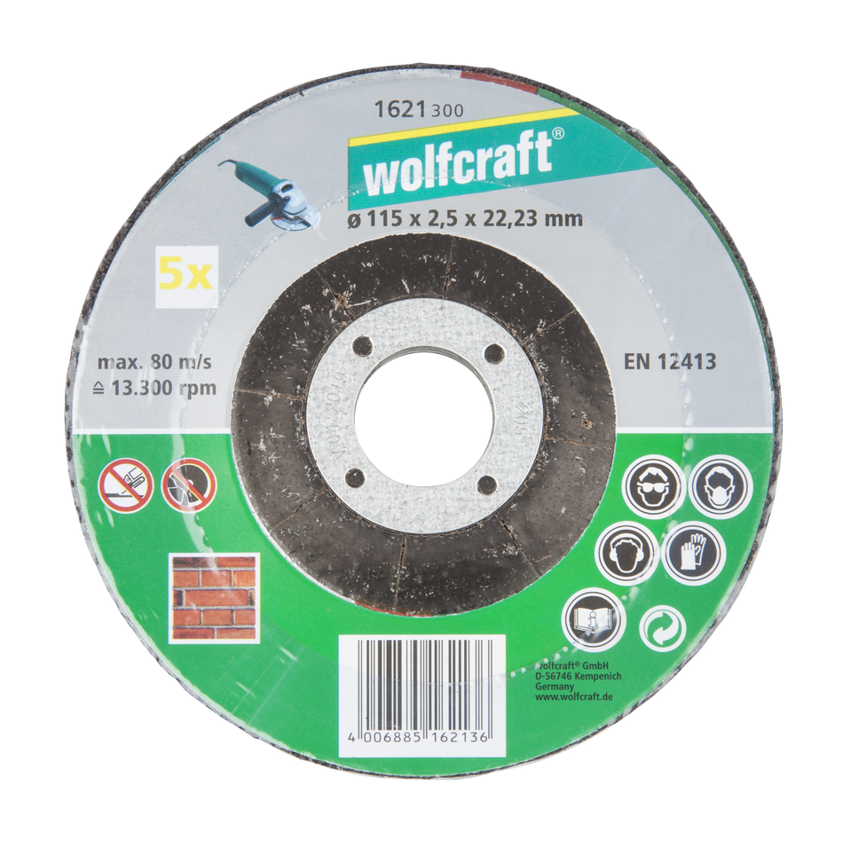 5 Cutting Discs for Stone, depressed centre, Ø 115 mm