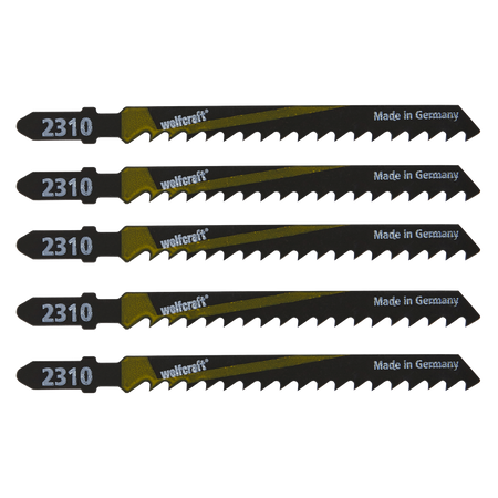 5 HCS Jigsaw Blades, T-shank, wood, fast rough cut