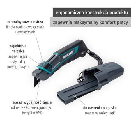 Trapezium Blade Knife PRO SAFETY with Sheath (pl)