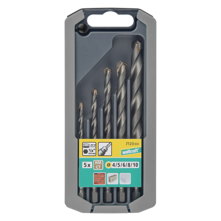 TC Rock Drill Bit Set 5 Pcs., hexagon shank