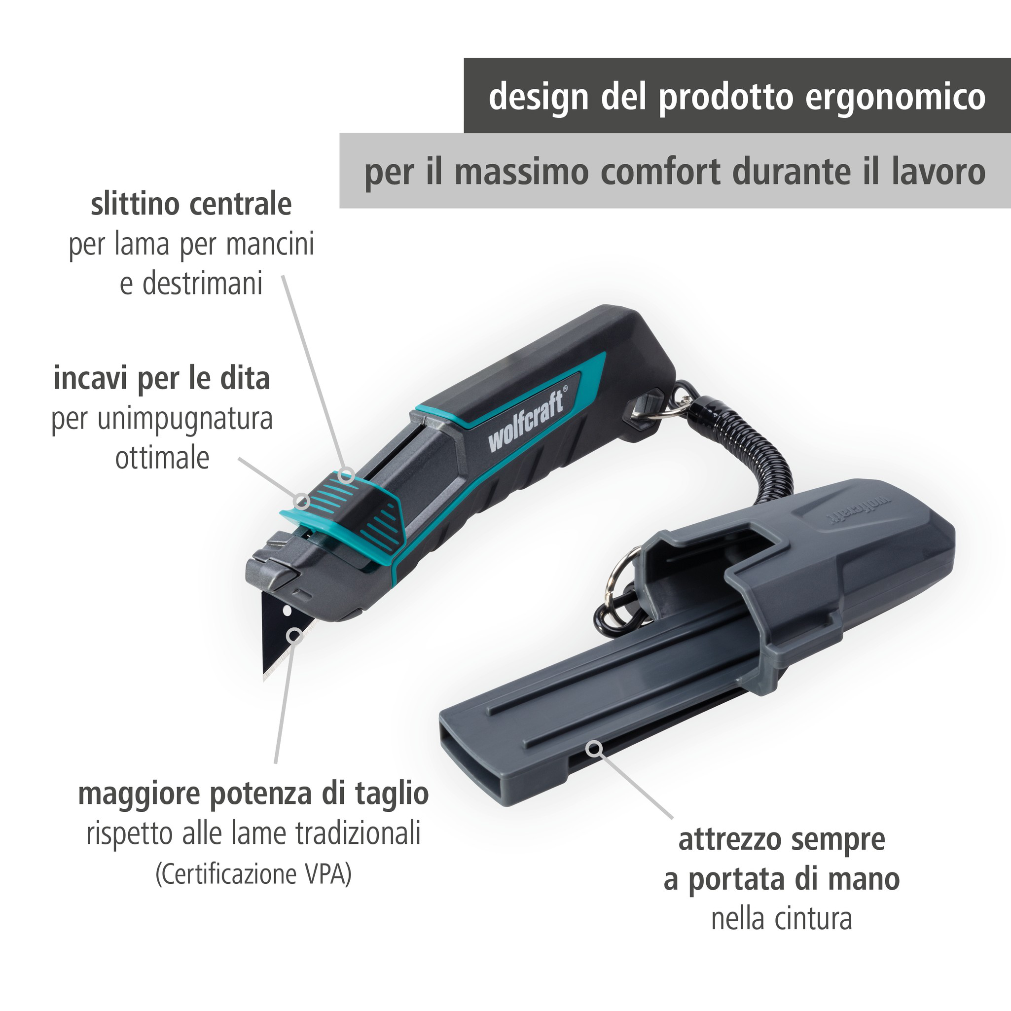 Trapezium Blade Knife PRO SAFETY with Sheath (it)
