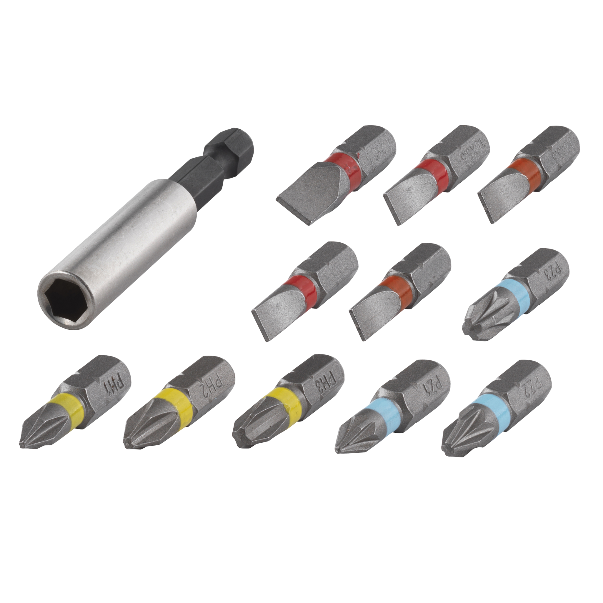 Bit Set Flat / Crosshead (PH/PZ), 12 Pcs.