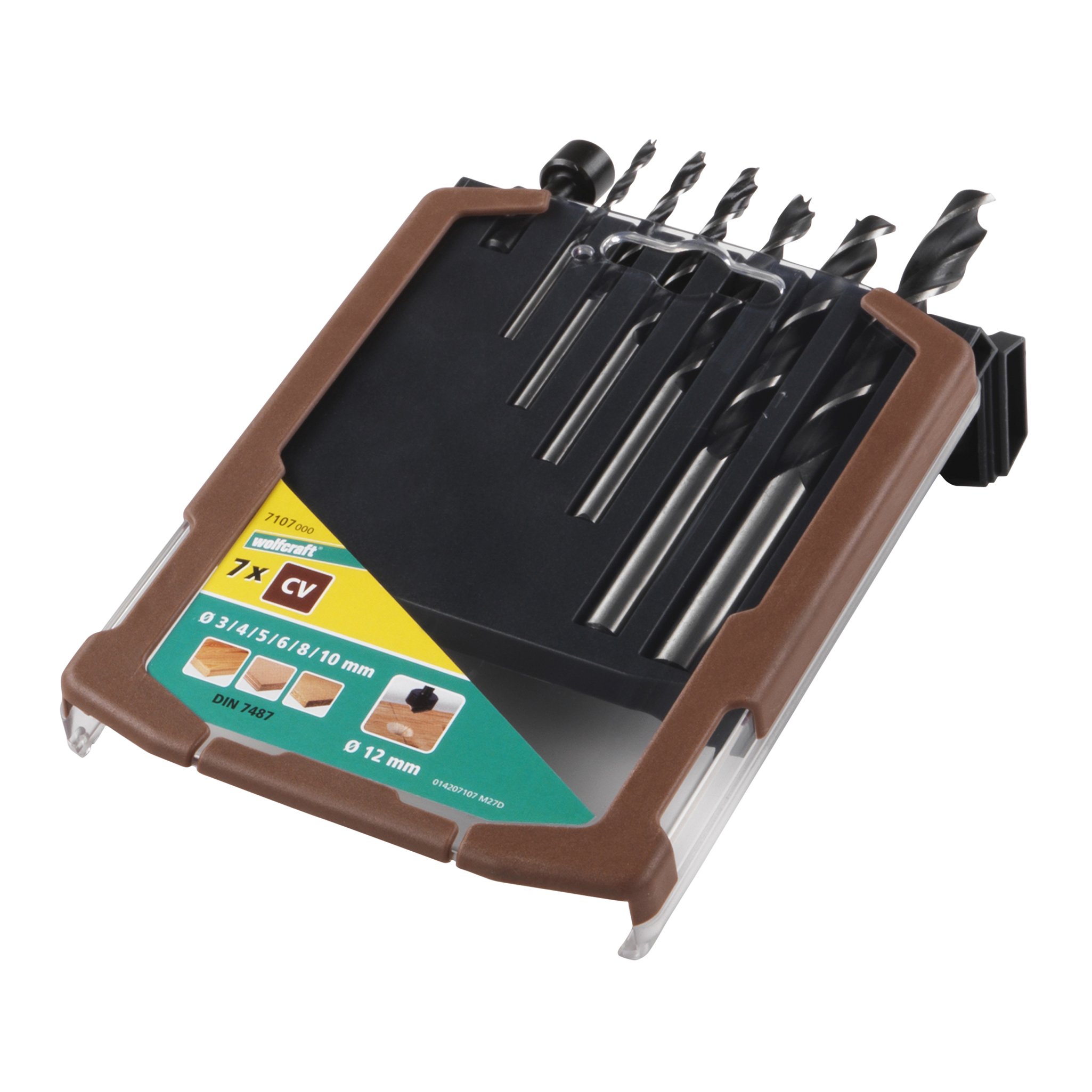 CV Wood Twist Drill Bit Set, Ø 3–10 mm, 7 Pcs.