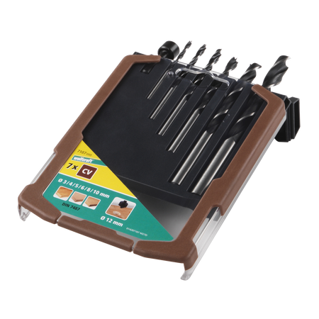 CV Wood Twist Drill Bit Set, Ø 3–10 mm, 7 Pcs.