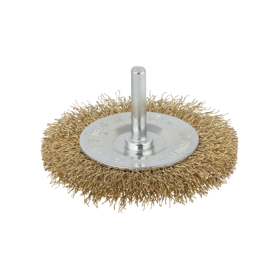 Brass Wire Wheel Brush, Ø 75 mm, Round Shank