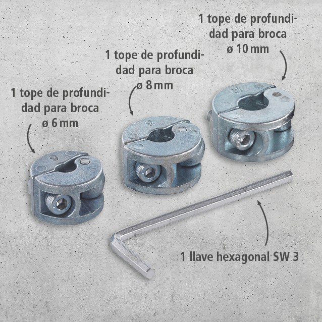Universal Depth Stop Set, 3 Pcs. (es)
