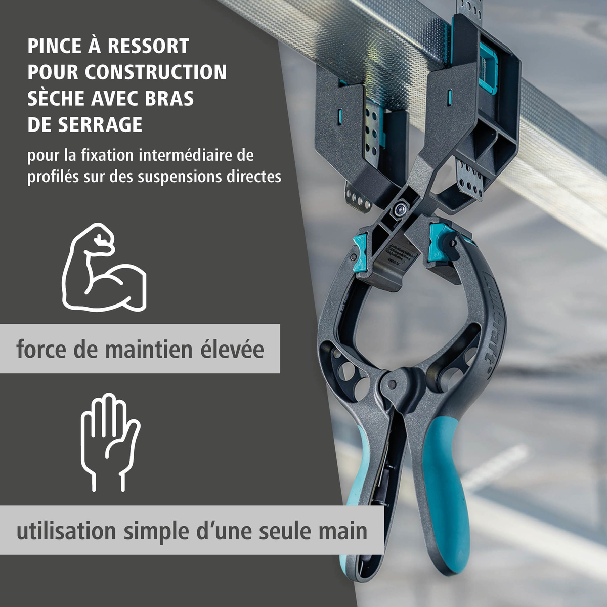 Drywall Spring Clamp with Clamping Arm (fr)