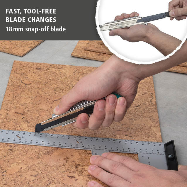 Metal Snap-Off Blade Knife, 18 mm, “Profi-Sharp” Black Blade (en)