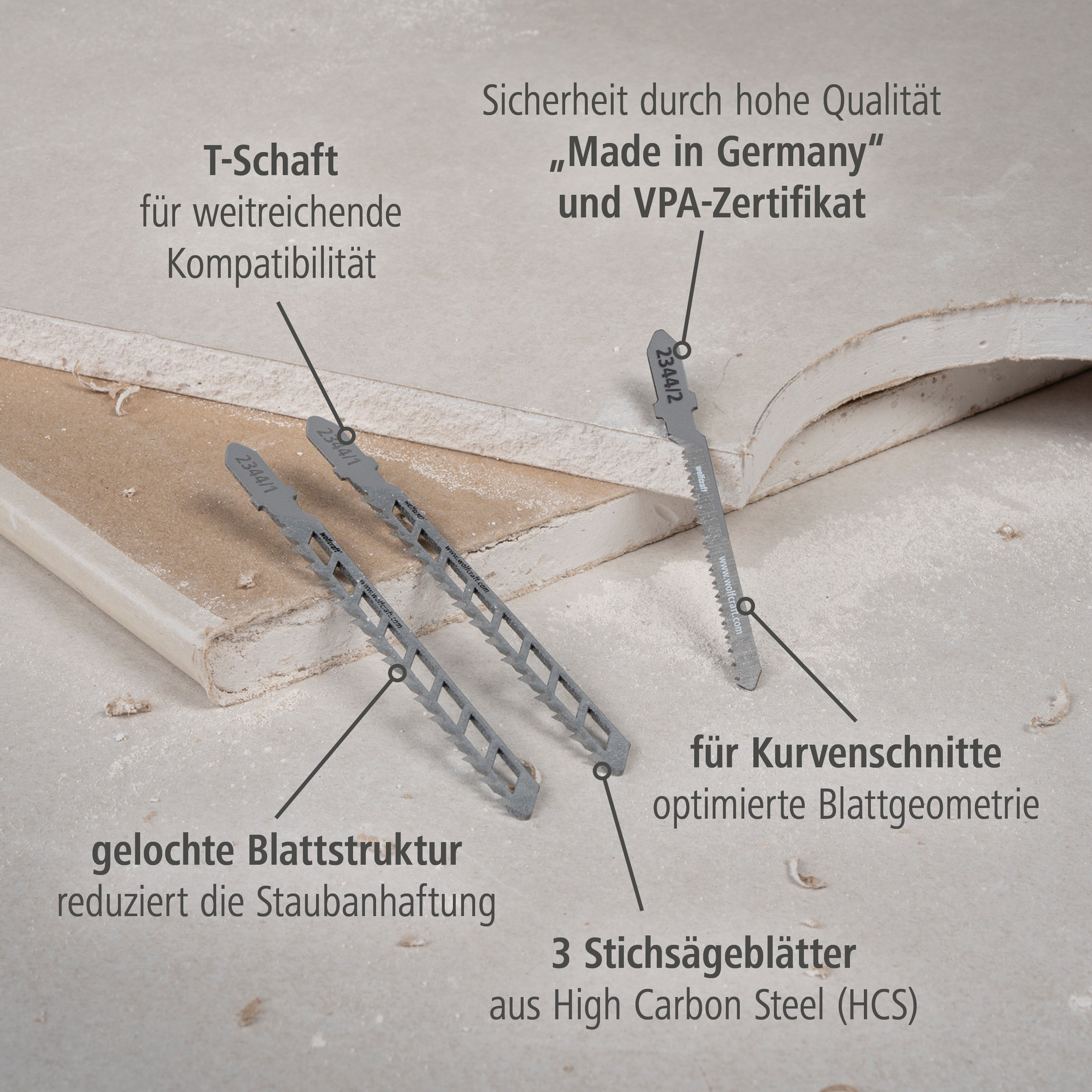Jigsaw Blade Project Set for Drywall, 3 Pcs. (de)