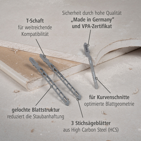 Jigsaw Blade Project Set for Drywall, 3 Pcs. (de)