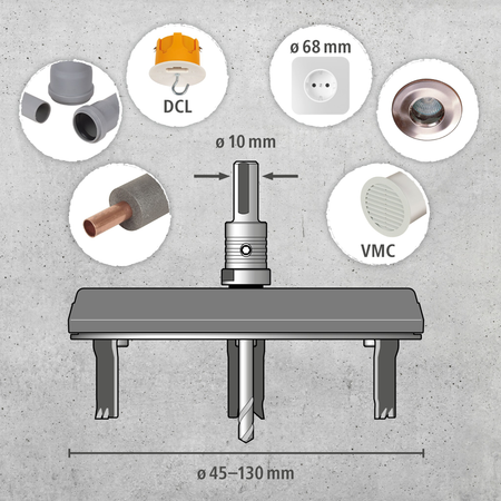 Adjustable Hole Saw, Ø 45–130 mm