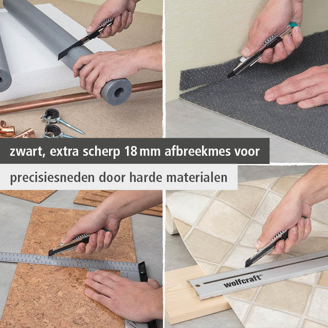 Metal Snap-Off Blade Knife, 18 mm, “Profi-Sharp” Black Blade (nl)