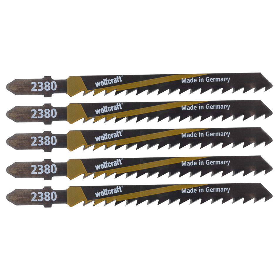 5 HCS Jigsaw Blades, T-shank, wood, fast rough cut