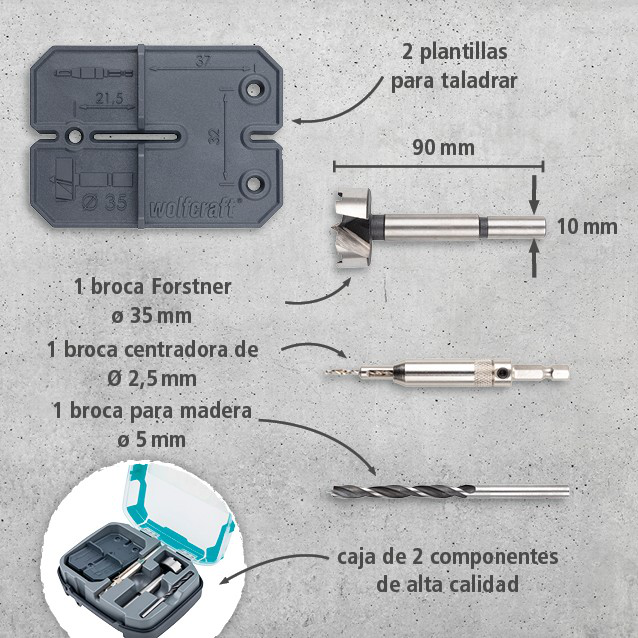 Hinge hole set, Ø 35 mm, 5 pcs. (es)