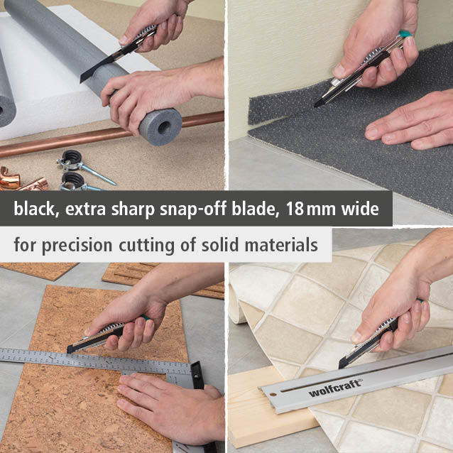 Metal Snap-Off Blade Knife, 18 mm, “Profi-Sharp” Black Blade (en)